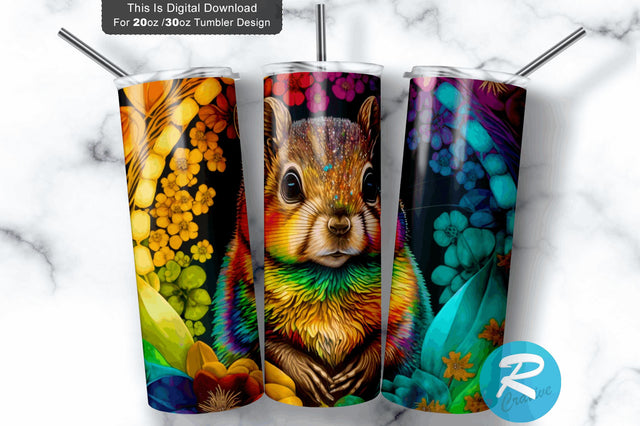 Chipmunk Neon Rainbow 20 oz / 30 oz Tumbler PNG Sublimation Regulrcrative 