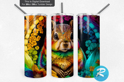 Chipmunk Neon Rainbow 20 oz / 30 oz Tumbler PNG Sublimation Regulrcrative 
