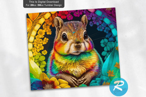 Chipmunk Neon Rainbow 20 oz / 30 oz Tumbler PNG Sublimation Regulrcrative 