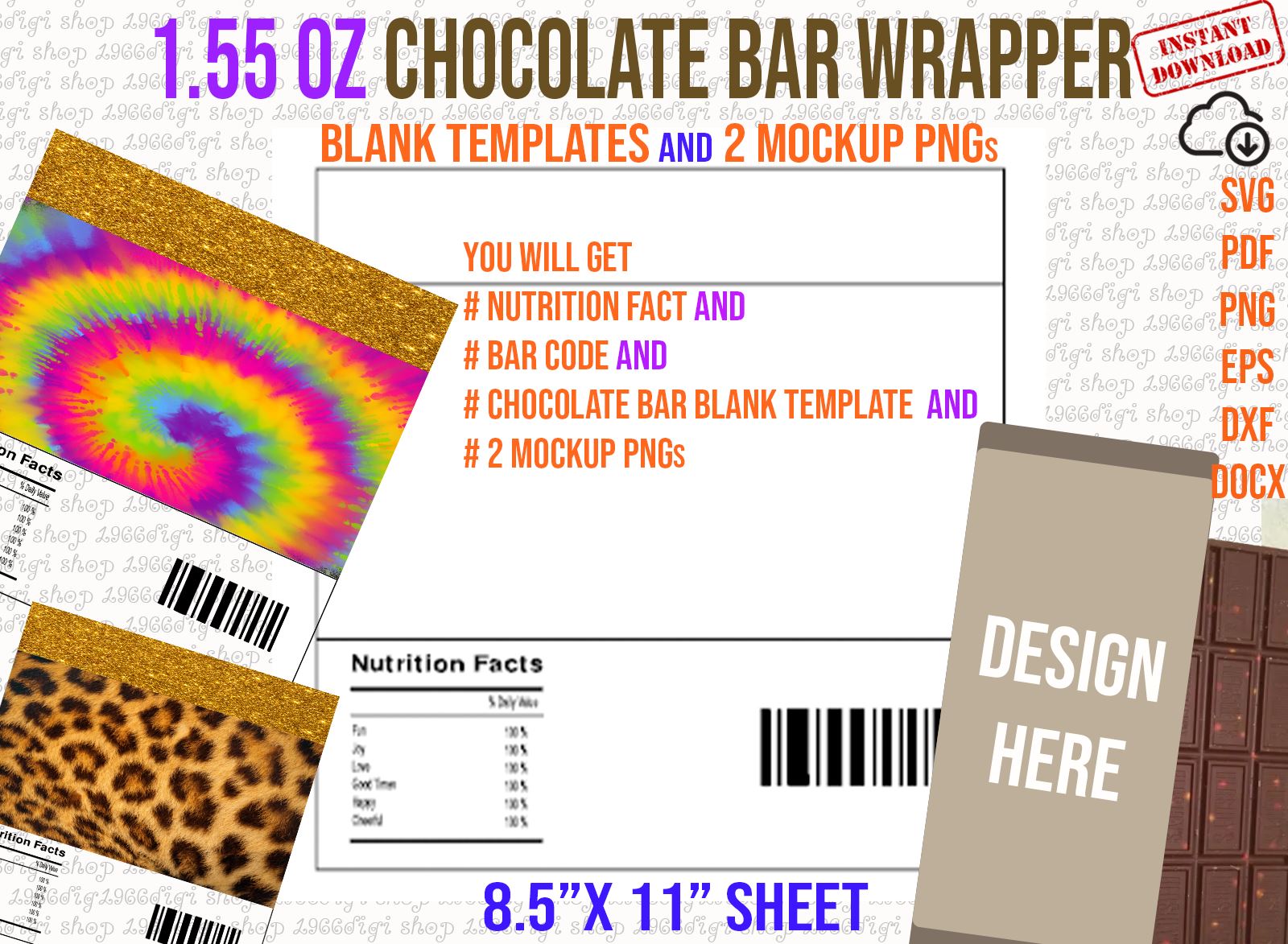 blank candy bar wrappers