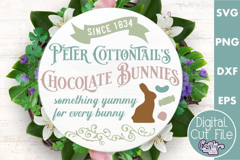 Chocolate Bunnies | Round Easter Svg | Door Hanger Svg SVG Crafty Mama Studios 