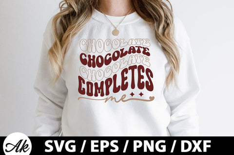 Chocolate completes me Retro SVG SVG akazaddesign 