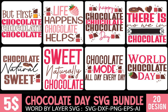 #Chocolate Day SVG Bundle, Happy Chocolate SVG Bundle, World's Chocolate Day SVG bundle , Chocolate Day SVG Cut File, Chocolate CLipart SVG BlackCatsMedia 