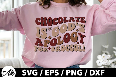 Chocolate is god's apology for broccoli Retro SVG SVG akazaddesign 