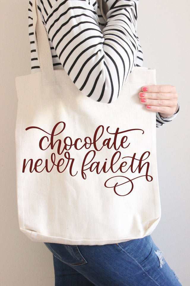 Chocolate Never Faileth Hand Lettered Cut File SVG Cursive by Camille 