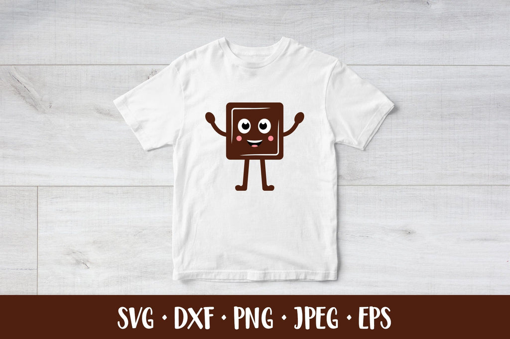 Chocolate SVG. Cute cartoon piece of chocolate character - So Fontsy