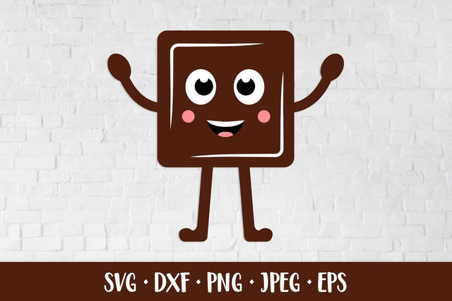 Chocolate SVG. Cute cartoon piece of chocolate character SVG LaBelezoka 