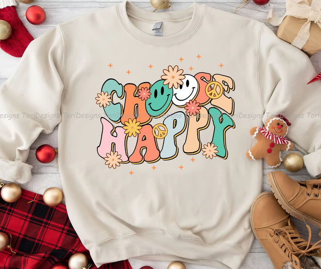 Choose Happy PNG, Inspirational Png, Retro Inspirational Png, Kindness Png, Self Love, Positive Quotes, Motivational Png, Mental Health Sublimation Sublimation ToriDesigns 