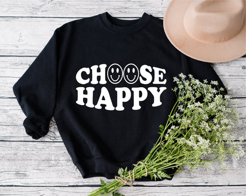 Choose Happy Svg, Happy Face Svg, Inspirational Svg, Positive Quote Svg, Manifestation Svg, Motivational Svg, Self Love Svg, Hippie SVG, png SVG Fauz 