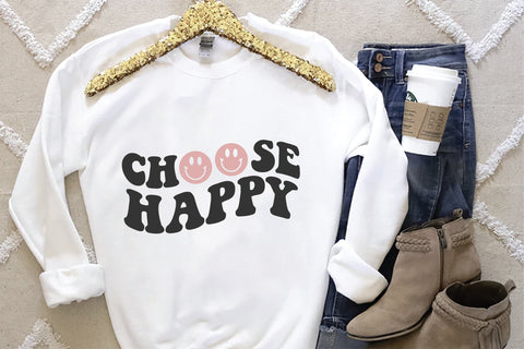 Choose Happy Svg, Wavy Text Cut File SVG Creativeart88 