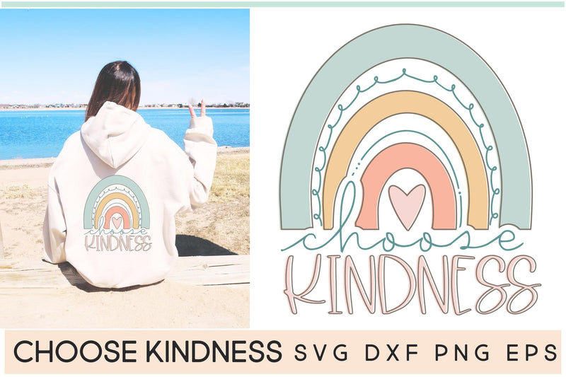 Choose Kindness SVG, Boho Rainbow Kindness SVG SVG Designing Digitals 