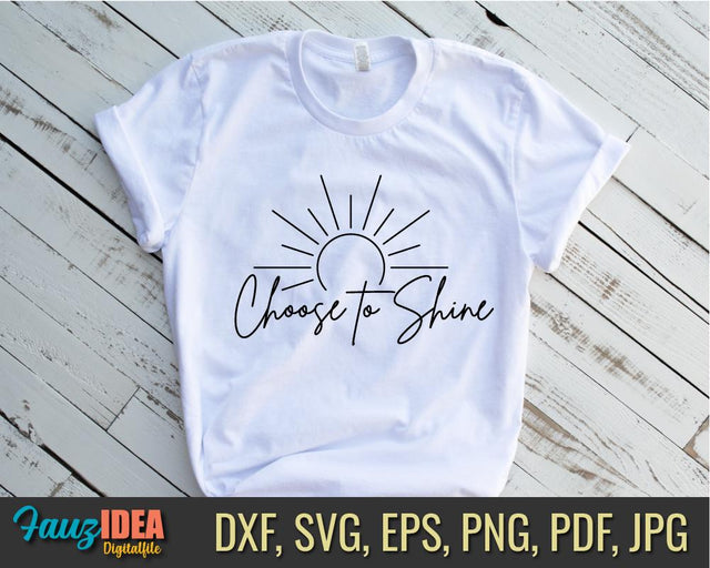 Choose to Shine svg , png file trendy womens shirt svg cricut quote tshirt svg frame quote design svg woman tee svg summer boho shirt svg SVG Fauz 