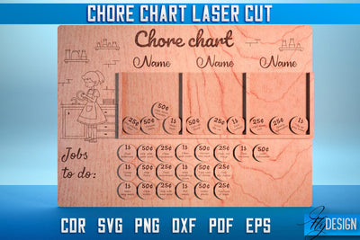 Chore Chart Laser Cut SVG | Chore Chart SVG Design | CNC Files SVG Fly Design 
