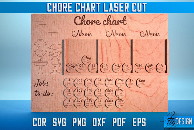 Chore Chart Laser Cut SVG | Chore Chart SVG Design | CNC Files SVG Fly Design 