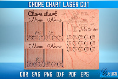 Chore Chart Laser Cut SVG | Chore Chart SVG Design | CNC Files SVG Fly Design 