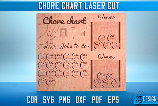 Chore Chart Laser Cut SVG | Chore Chart SVG Design | CNC Files SVG Fly Design 