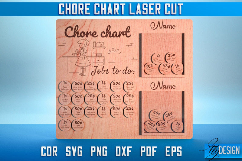 Chore Chart Laser Cut SVG | Chore Chart SVG Design | CNC Files - So Fontsy