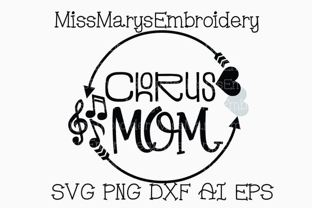 Chorus Mom Monogram Arrow Ring SVG MissMarysEmbroidery 