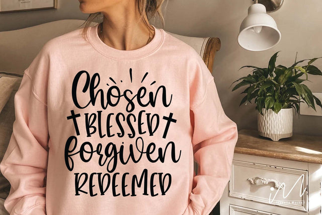Chosen blessed forgiven redeemed svg, Christian t shirt SVG Isabella Machell 