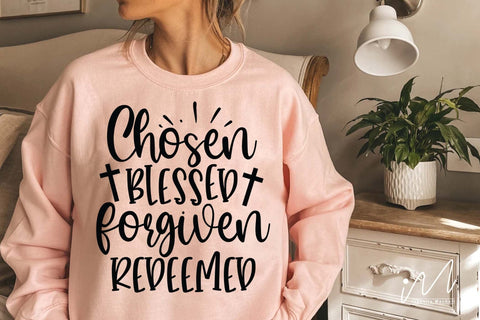 Chosen blessed forgiven redeemed svg, Christian t shirt SVG Isabella Machell 