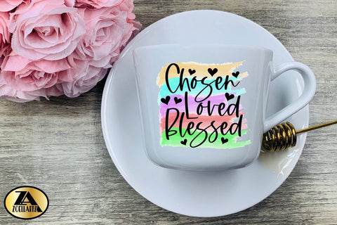Chosen Loved Blessed PNG Christian Watercolor Sublimation SVG zoellartz 