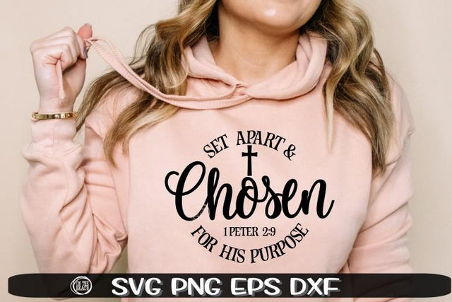 Chosen - Set Apart For His Purpose - CROSS - SVG PNG DXF EPS SVG On the Beach Boutique 
