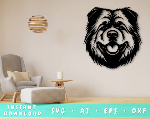 Chow Chow Laser SVG Cut File, Chow Chow Glowforge File, Chow Chow DXF, Chow Chow Wall Art SVG SVG HappyDesignStudio 