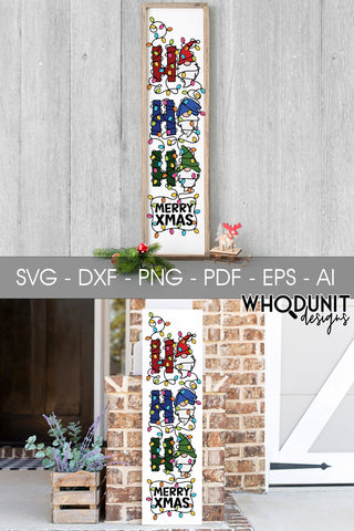 Chrismtas Gnomes Porch Sign | HoHoHo SVG | Gnomes Cut File SVG Whodunit Designs 