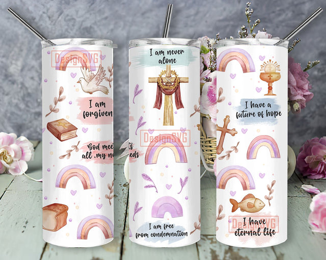 Christian 20 oz Skinny Tumbler Sublimation Coffee and Jesus Biblical Christian Tumbler Christ Affirmations Bible Verse Faith PNG Sublimation DesignSVG 