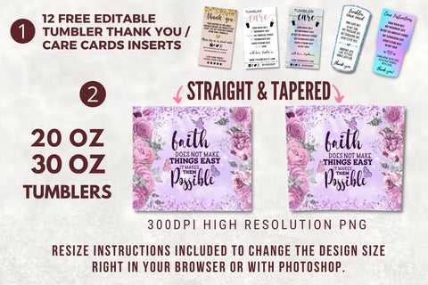 Christian 20oz Skinny Tumbler Sublimation Design, Faith Does Not Make Things Easy Tumbler Straight/Warped PNG File Download Sublimation TumblersByPhill 