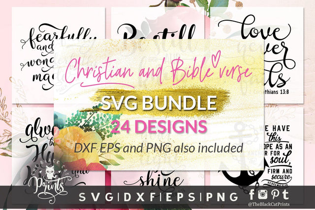 Christian and Bible verse SVG bundle | 24 cut files SVG TheBlackCatPrints
