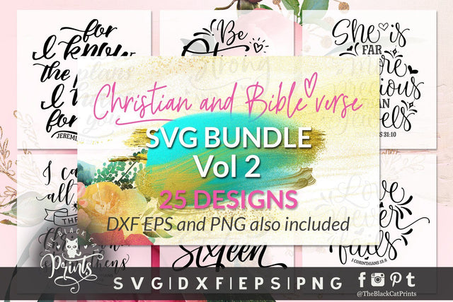 Christian and Bible verse SVG bundle - VOL 2 | 25 cut files SVG TheBlackCatPrints