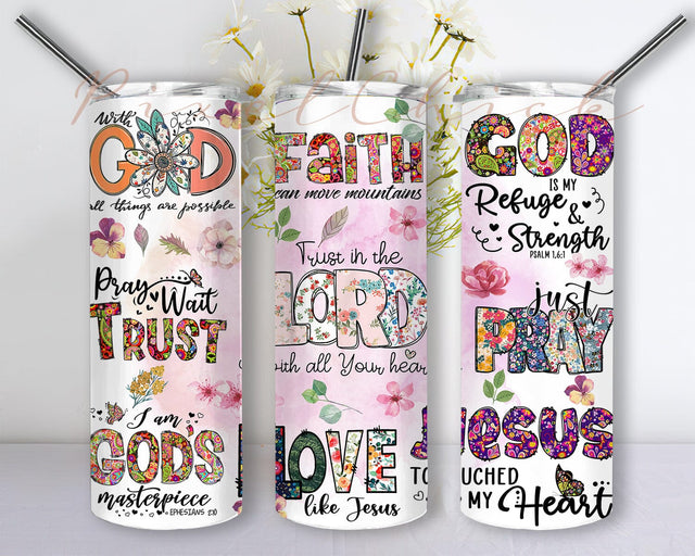 Christian Bible Verse Affirmations 20oz Skinny Tumbler Design Sublimation, Bible Verse Tumbler Png, Christian Tumbler, Affirmation Gift For Mother's Day Sublimation PixelChick 