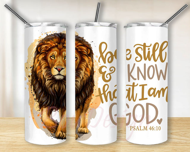 Christian Bible Verse Psalm PNG Wrap, Lion Bible verse tumbler wrap, Gold lion Christian tumbler sublimation design Sublimation BouDesign 