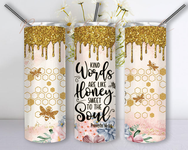 Christian Bible Verse Sublimation Design Templates, Kind Words Are Like Honey Straight PNG Digital Download Sublimation PixelChick 