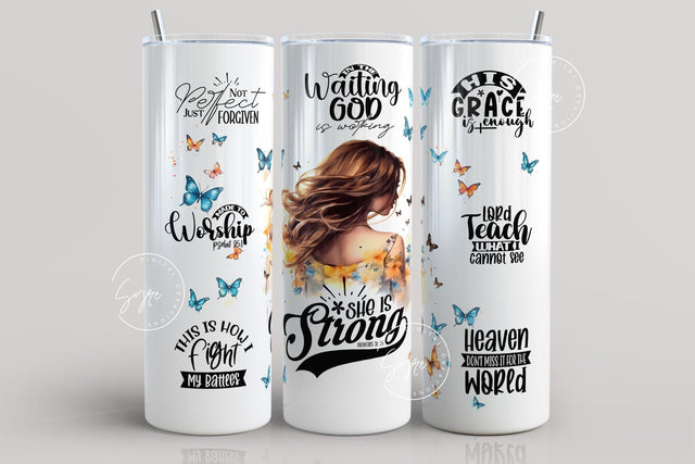 Christian Bible Verse Tumbler Wrap Sublimation Designs, Religious Skinny Tumbler 20 oz Design PNG, Motivational Faith Tumbler, Digital Sublimation Syre Digital Creations 
