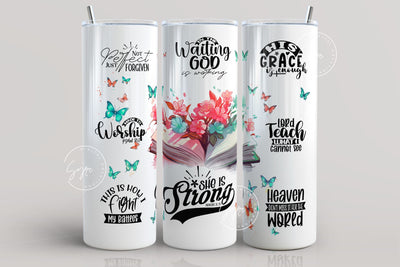 Christian Bible Verse Tumbler Wrap Sublimation Designs, Religious Skinny Tumbler 20 oz Design PNG, Motivational Faith Tumbler, Digital Sublimation Syre Digital Creations 
