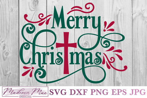 Christian Cross, Merry Christmas SVG SVG Madison Mae Designs 