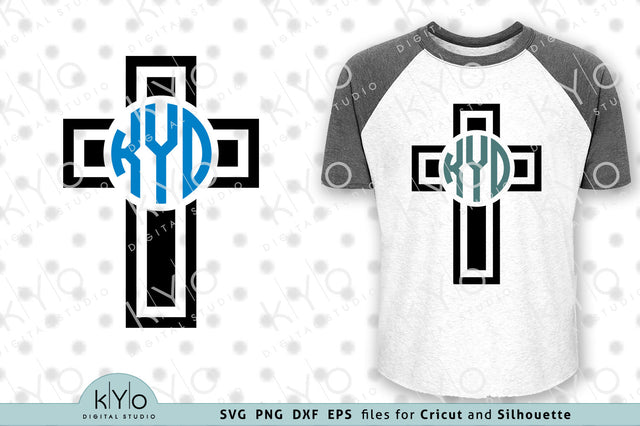 Christian Cross Religious Monogram frame svg SVG kYo Digital Studio 