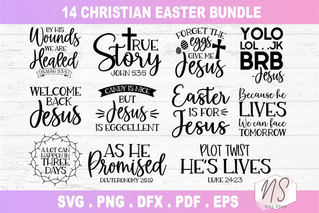 Christian Easter SVG Bundle, Easter SVG, Christian svg, Bunny svg, Religious Easter SVG Bundle, Cut Files, Cricut file, Silhouette file SVG NS Arts Shop 