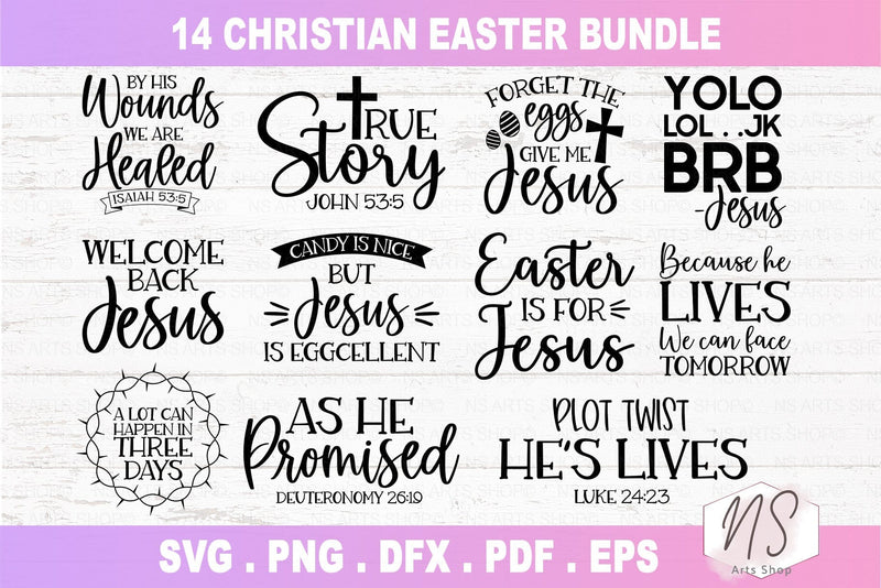 Christian Easter SVG Bundle, Easter SVG, Christian svg, Bunny svg, Religious Easter SVG Bundle, Cut Files, Cricut file, Silhouette file SVG NS Arts Shop 