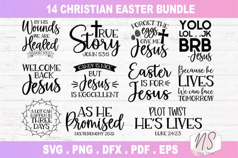 Christian Easter SVG Bundle, Easter SVG, Christian svg, Bunny svg, Religious Easter SVG Bundle, Cut Files, Cricut file, Silhouette file SVG NS Arts Shop 