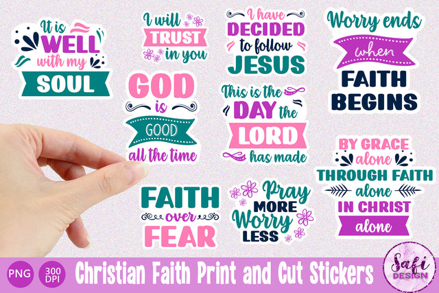 Christian Faith Printable Stickers for Cricut SVG Safi Design 
