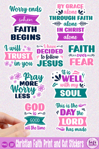 Christian Faith Printable Stickers for Cricut SVG Safi Design 