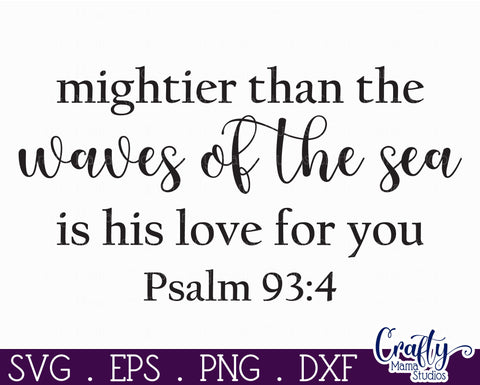 Christian Farmhouse Round Sign, Mightier Than The Waves Svg SVG Crafty Mama Studios 