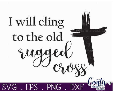 Christian Farmhouse Round Sign, Old Rugged Cross Svg SVG Crafty Mama Studios 
