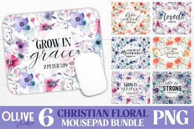 Christian Floral Mouse Pad Sublimation PNG Bundle SVG Ollive Studio 