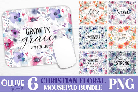Christian Floral Mouse Pad Sublimation PNG Bundle SVG Ollive Studio 