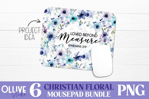 Christian Floral Mouse Pad Sublimation PNG Bundle SVG Ollive Studio 