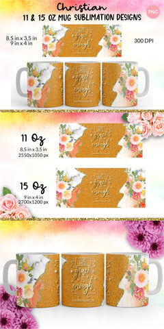 Christian Mug, His Grace Is Enough, Bible Verse Mug, Inspirational Mug, Jesus Cup, Mug With Bible Verse, Inspirational Mug Wrap, Coffee Mug Bible Verse, Bible Verse PNG, Mug Wrap Sublimation Designs, Scripture Mug SVG KatineDesign 